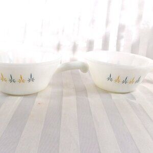Anchor Hocking Fire King Set of two White Ramekin Dishes with Handles # 26223